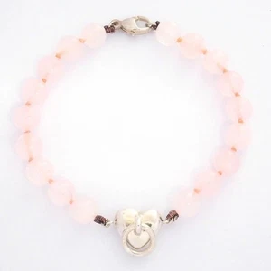 Bracciale Charm Autentico Tiffany & Co. 1995 Quarzo Rosa Argento Sterling 7,28in Usato - Foto 1 di 6