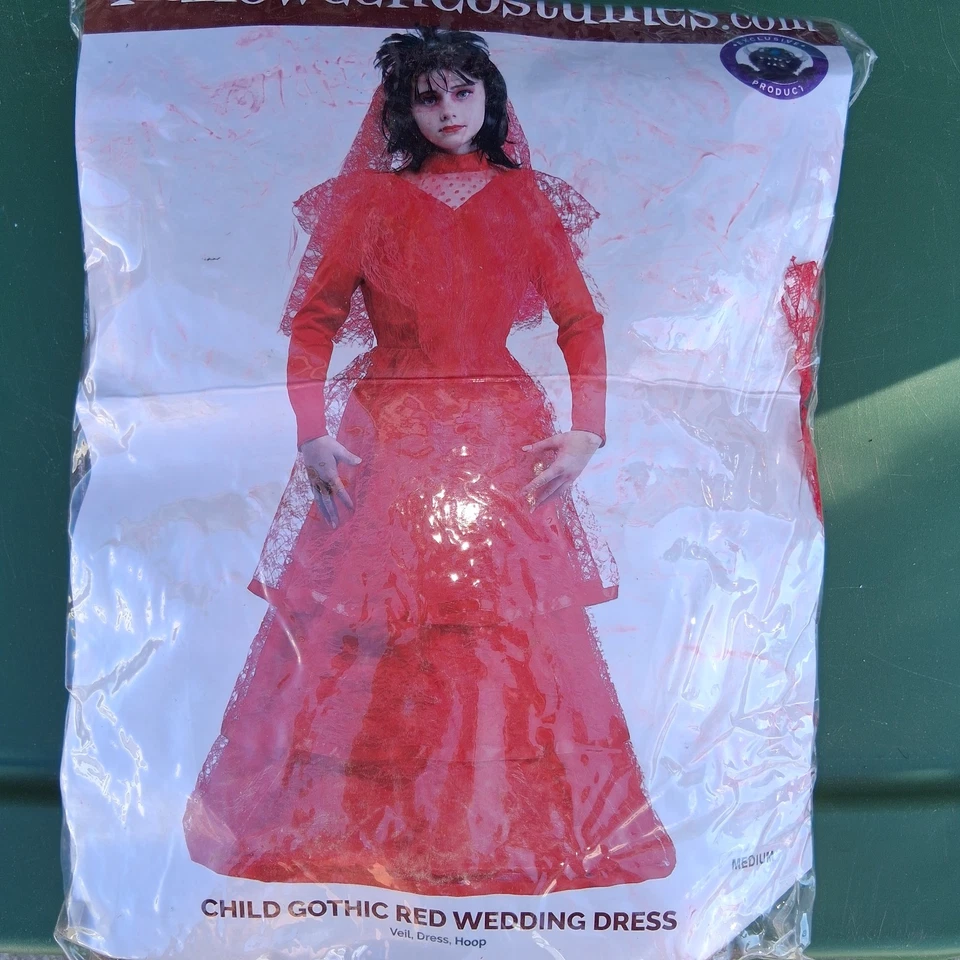 Beetlejuice’s Lydia Deetz Iconic Red Wedding Dress Halloween Costume  - Image 1 of 1