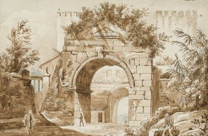 Bogen des Drusus in Rom, um 1820, Rad. Romantik Architektur Unbekannt (19.Jhd) - Bild 1 von 4