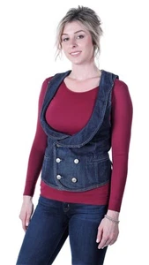 EARNEST SEWN Women ROONEY Blue Denim Vest, Made in USA , Size 2 (Medium) - Picture 1 of 3