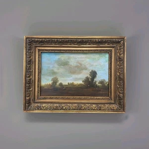 Peinture Ancienne Huile Sur Toile Paysage Barbizon Tableau Encadré Signé - Imagen 1 de 11