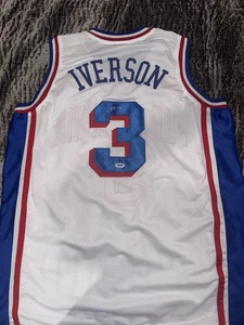 Allen Iverson Autographed Custom Jersey (PSA Certification) W/ Custom Plaque - Picture 1 of 6