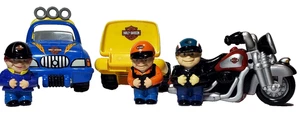 Seltenes Harley Davidson Vorschulspielzeug Set mit Anhänger, Fahrrad, Auto & Figuren 2004 - Bild 1 von 22