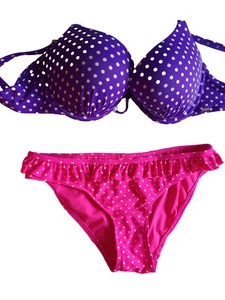 Boux Avenue/Ocean Club UK 32E/10 Purple/Pink Mix U/W Boost Padded Bikini Set - Picture 1 of 6