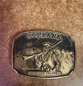 Fibbia cintura cacciatore Montana MT ottone bicentenario vintage 1976 - Foto 1 di 5
