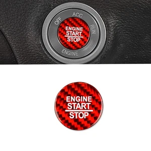 For Dodge Challenger Charger Red Real Carbon Engine Start Stop Push Button Cover - Foto 1 di 4
