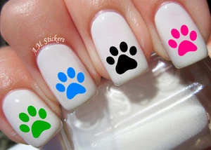 Paw Print Nail Art Stickers Transfers Decals Set of 66 - A1276 - Picture 1 of 3