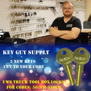 501CH-550CH. Pair of keys for UWS truck tool box locks, Pre Cut to your code. - Picture 1 of 1