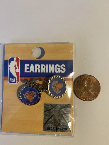 WINCRAFT NBA NEW YORK KNICKS OVAL DANGLE EARRINGS ADULT BLUE ORANGE Cover