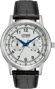 Citizen AO9000-06B Eco-Drive White Dial Black Leather Strap Men - Picture 1 of 3