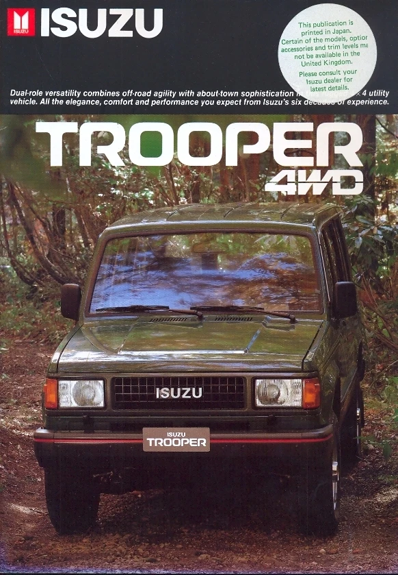Isuzu Trooper 4WD 1986 UK market sales brochure  - Image 1 of 1