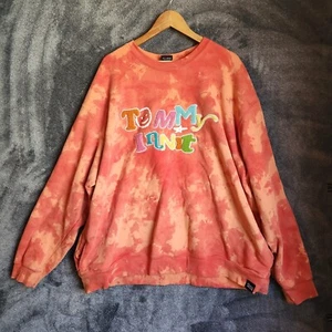 TommyInnit Crewneck Cotton Sweatshirt Orange Tie Dye 2XL Smiley FLAW! *READ* - Picture 1 of 15