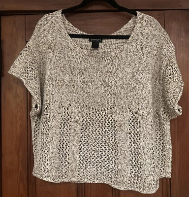 Torn By Ronny Kobo Crocheted Oversized Crop Top Sweater Marked Beige Top Large - Image 1 of 4