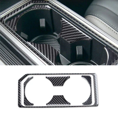 Cubierta de panel de soporte de vaso de agua delantero de fibra de carbono para Ford F-150 2017-2019 Foto 1 de 4