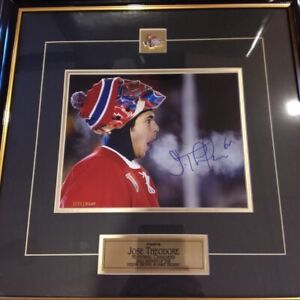 Jose Theodore #60 Montreal Canadiens 8x10 Photo Framed Signed 2002 Vezina & Hart