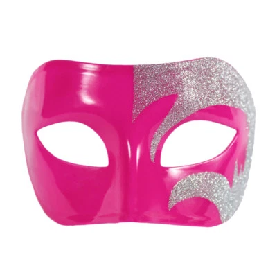 Mystic Silver Glitter & Pink Venetian Masquerade Mask ~ MARDI GRAS WEDDING PROM - Imagem 1 de 3
