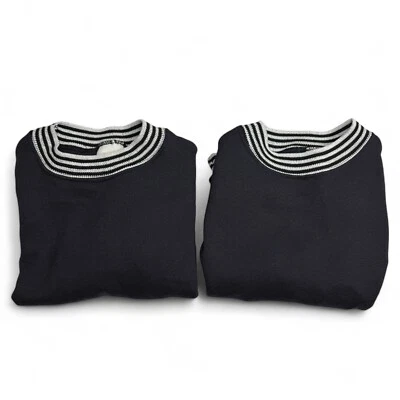 Vintage Boys Classics Fleece Lined Sweater Size 5/6 Dark Blue Long Sleeve X2 - Image 1 of 4