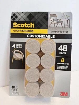 NIP Scotch Customizable 4 Sizes in One Floor Protector Felt Pads Furniture 48PK - Image 1 of 4