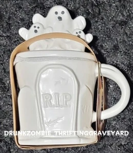 Neu gruselige Saison Keramik Halloween RIP Grabstein mit Ghost Topper Becher SELTEN HTF - Bild 1 von 4