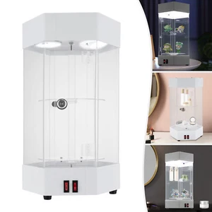 360° Electric Jewelry Rotating Clear Display Case with Built In LED 10.63"x18.9" - Picture 1 of 24