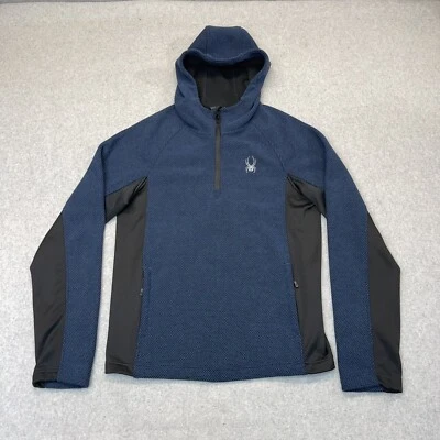 Spyder Sudadera con Capucha Para Hombre Pequeña Azul 1/4 Cremallera Pullover Poliéster Exterior Chaqueta Cálida Foto 1 de 4