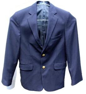 CHAPS Boys Blazer 12R Navy Blue Sportcoat Gold 2 Button Jacket Poly Blend - Picture 1 of 9