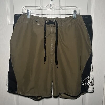 Vintage O'Neill Swim Trunks Mens Size 36 Green Black Bathing Suit Shorts - Image 1 of 4