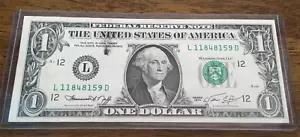1974 $1.00 Federal Reserve Note Print Ink Smear Uncirculated note - Picture 1 of 1