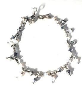 Lote de brazaletes colgantes con cuentas de cristal de plata de ley de 6 gr 6/24 - Imagen 1 de 4