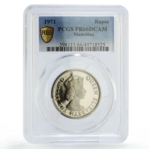 Mauritius 1 rupee Republic Coinage Queen Elizabeth PR66 PCGS CuNi coin 1971 - Picture 1 of 2