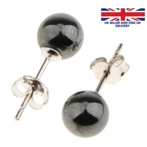 Freshwater Black Pearl Stud Earrings Natural Genuine Akoya Sterling Silver UK - Picture 1 of 11