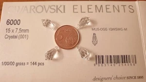 4 Pendenti Gocce Cristalli Swarovski 6000 CRSYTAL 15mm perline perle charms - Bild 1 von 2