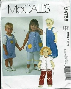 M 4756 sewing pattern JUMPSUITS baby Chick pockets TOPS PANTS sew UNCUT Darling! - Picture 1 of 1