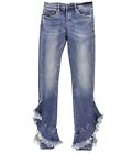 [Blank NYC] Womens Distressed Ruffle Skinny Fit Jeans, Blue, 25