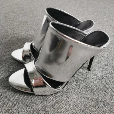 Moda Mujeres Toboganes Punta Abierta Tacones Sandalias Zapatos Mujer Zapatillas Talla Grande 4-20 Foto 1 de 4