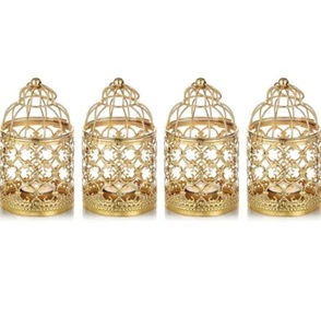 4PCs Retro Metal Candle Holder Bird Cage Candlestick Hanging Lantern Home Decor - Picture 1 of 6
