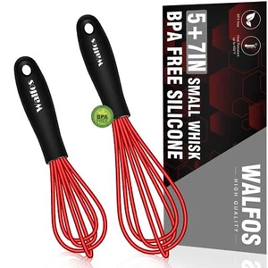 Mini Whisk Red Small whisk-Non Scatch Rubber Coated Whisksmall silicone whisk... - Picture 1 of 9