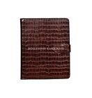 New iPAD 2 3 & 4 Brown Croc Print Luxury Real Genuine Leather Cover Case Stand