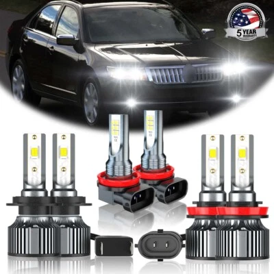 Faro LED haz alto-bajo para Lincoln MKZ 2007-2012 6X 6500K + bombillas antiniebla Foto 1 de 4