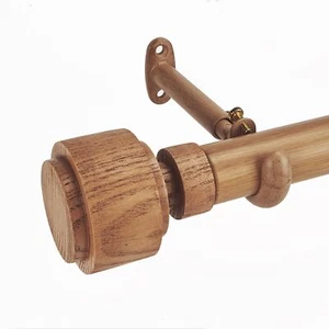 1-1/8 Inch Diameter Faux Wood Curtain Rod with Wood Grain Finials, 36-72 inch... - Picture 1 of 9