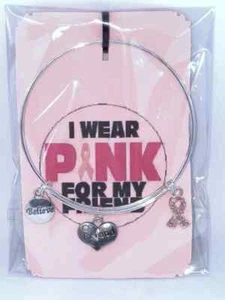 Brustkrebs Freund Motiv Armreif Bettelarmband Silber Handarbeit erweiterbar - Bild 1 von 1