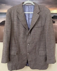 VTG Donegal Mist Tweed Jacket Tan Plaid Mohair Cashmere Wool Blazer Ch 50” W 46” - Picture 1 of 8