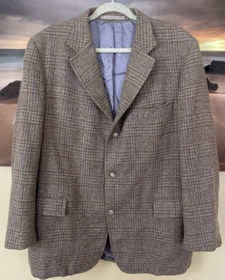 Jaqueta de tweed Donegal Mist vintage xadrez bronzeado mohair blazer de lã de cashmere Ch 50” W 46” - Imagem 1 de 4