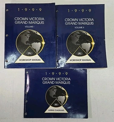 Ford Crown Victoria Mercury Grand Marquis 1999 servicio de tienda cableado juego de 3 manuales Foto 1 de 3