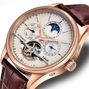 Orologi Orologio Meccanico Automatico Tourbillon Vera Pelle Impermeabile - Foto 1 di 25