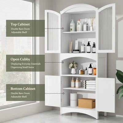 Farmhouse Kitchen Pantry Storage Cabinet Cupboard with Drawer & Adjustable Shelf - Image 1 of 4