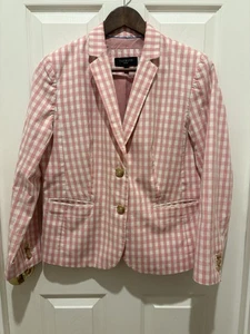 Talbots Gingham Blazer Damen Gr. 10 Petite Pink Weiß Gefüttert Kariert Jacke - Bild 1 von 12