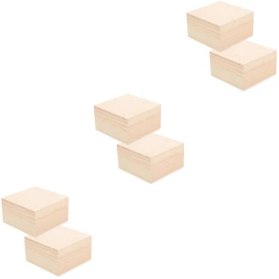  3 Pieces Box with Lid Craft Boxes Lids Small Wood Crate Storage Case - Image 1 of 4