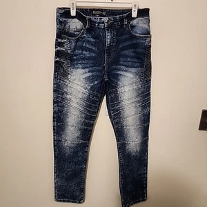 Southpole Mens 34 x 30 Skinny Stone Washed Denim Blue Jeans  - Picture 1 of 5