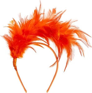 Fascia Fascinatore Piuma Anni 20 per Donna Kentucky Derby Copricapo Arancione - Foto 1 di 7